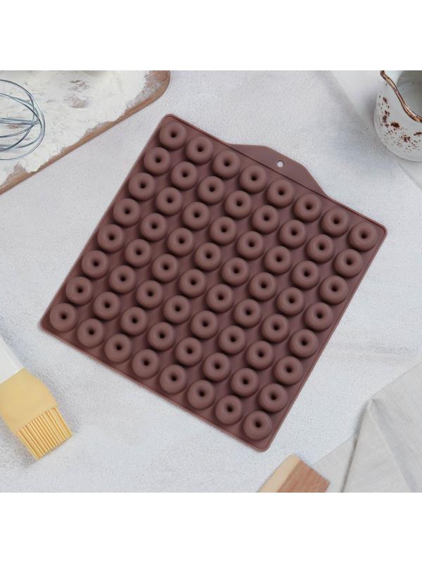 Форма для мармелада «Пончики», 21,5×20 см, 64 ячейки (d=2 см), цвет МИКС