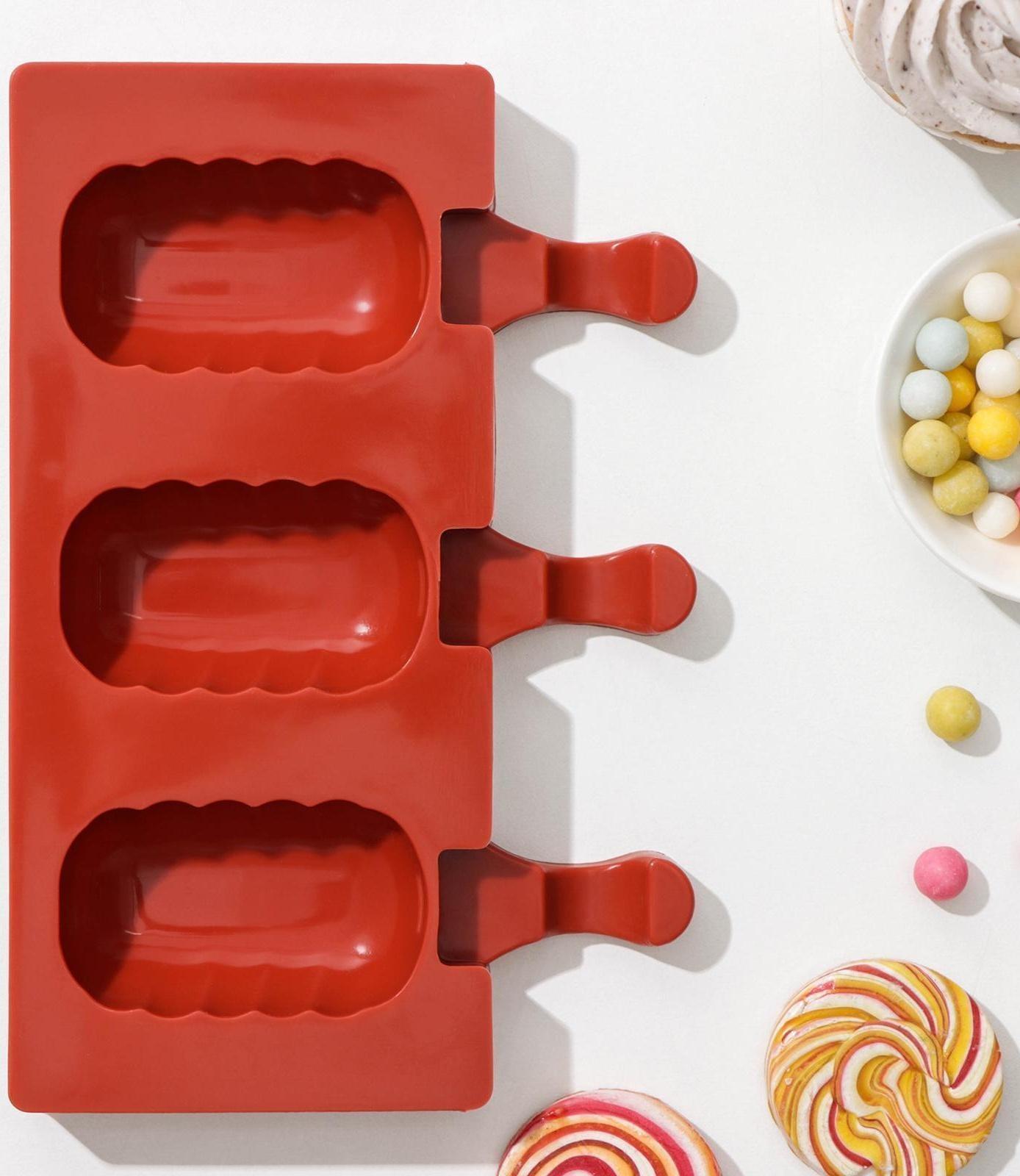 Форма для мороженого «Эскимо волна», 19,4×13 см, 3 ячейки (7×4 см), цвет МИКС