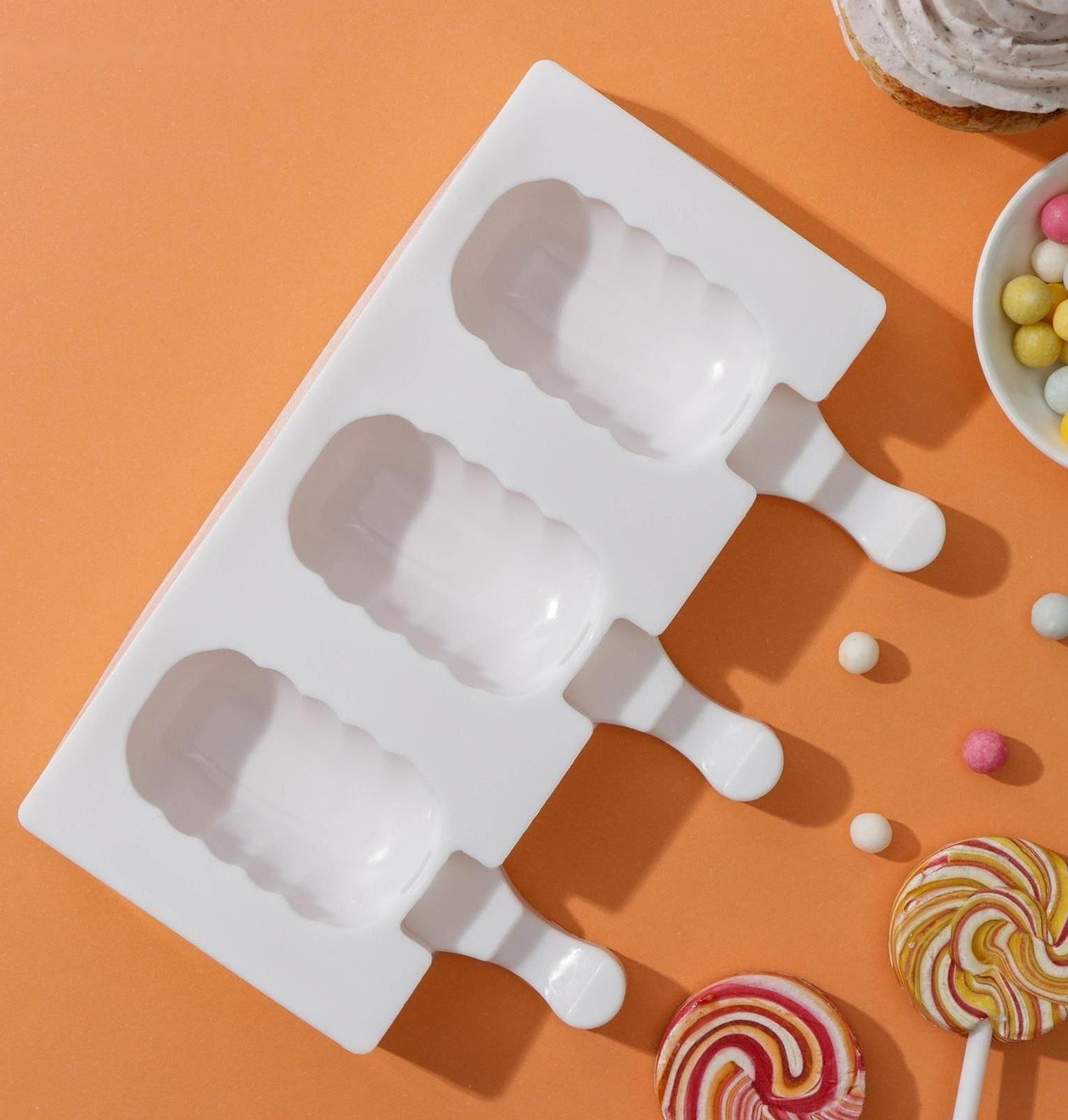 Форма для мороженого «Эскимо волна», 19,4×13 см, 3 ячейки (7×4 см), цвет МИКС