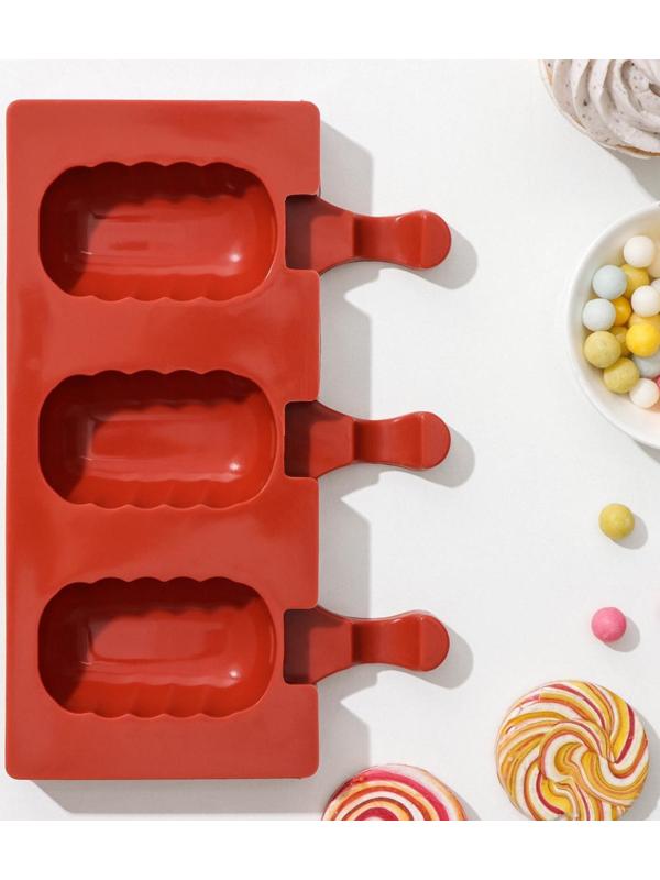 Форма для мороженого «Эскимо волна», 19,4×13 см, 3 ячейки (7×4 см), цвет МИКС