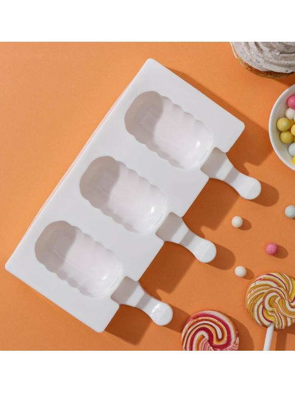 Форма для мороженого «Эскимо волна», 19,4×13 см, 3 ячейки (7×4 см), цвет МИКС