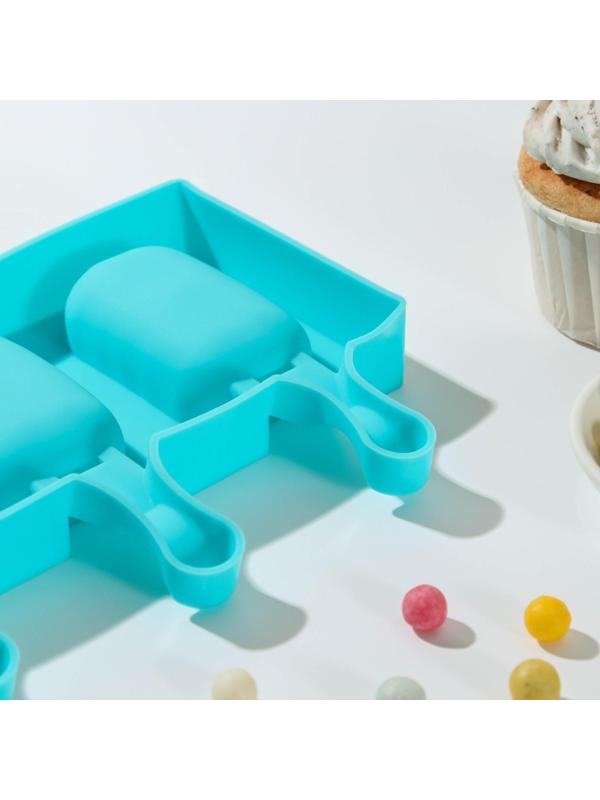 Форма для мороженого «Эскимо волна», 19,4×13 см, 3 ячейки (7×4 см), цвет МИКС