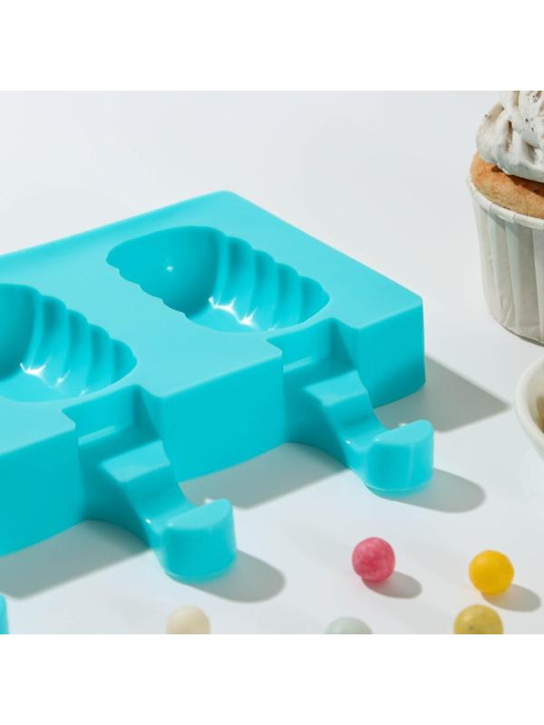 Форма для мороженого «Эскимо волна», 19,4×13 см, 3 ячейки (7×4 см), цвет МИКС