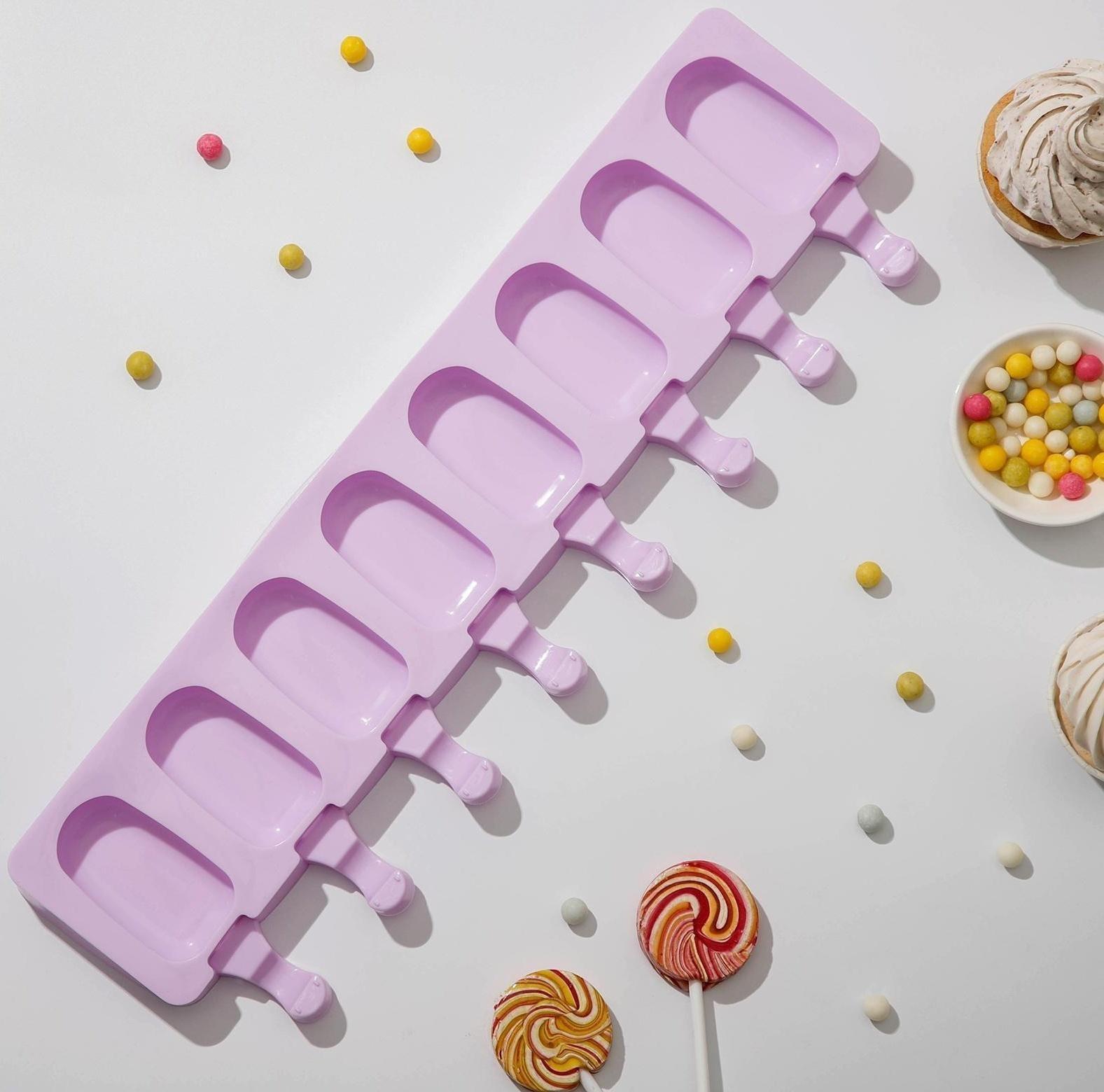 Форма для мороженого Доляна «Эскимо», 42×12,5 см, 8 ячеек (6,8×3,8 см), цвет МИКС