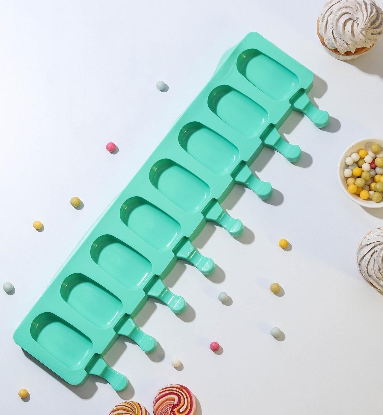 Форма для мороженого Доляна «Эскимо», 42×12,5 см, 8 ячеек (6,8×3,8 см), цвет МИКС