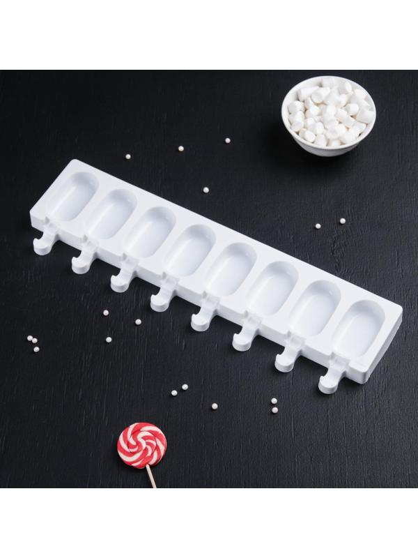 Форма для мороженого Доляна «Эскимо», 42×12,5 см, 8 ячеек (6,8×3,8 см), цвет МИКС