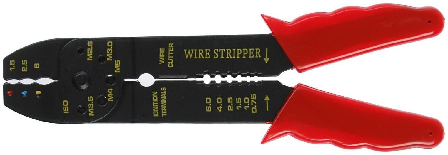 Стриппер ЛОМ, 210 мм, для зачистки проводов 0.75-6 мм и обжима клемм 1.5-6 мм