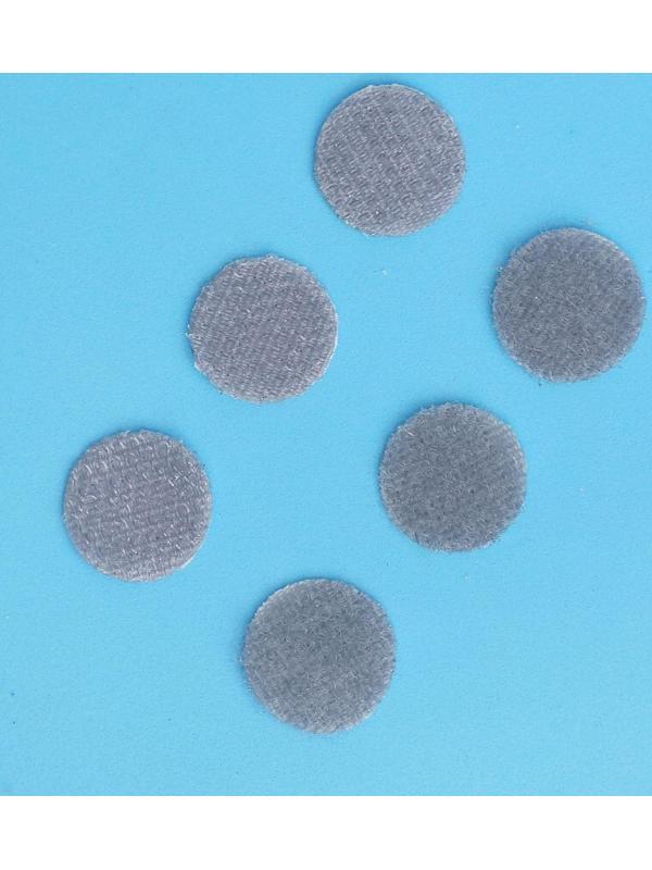 Липучка на клеевой основе «Круг», набор 55 шт., размер 1 шт: 1,5 × 1,5 см, цвет серый