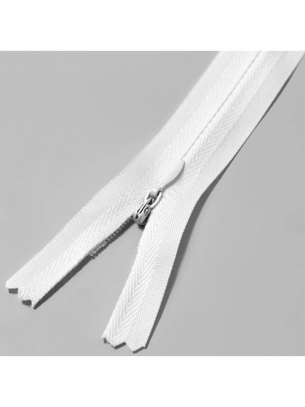 Молния потайная, №3, неразъёмная, замок автомат, 20 см, цвет белый