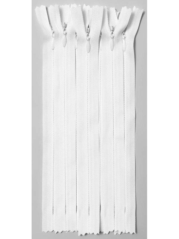 Молния потайная, №3, неразъёмная, замок автомат, 20 см, цвет белый