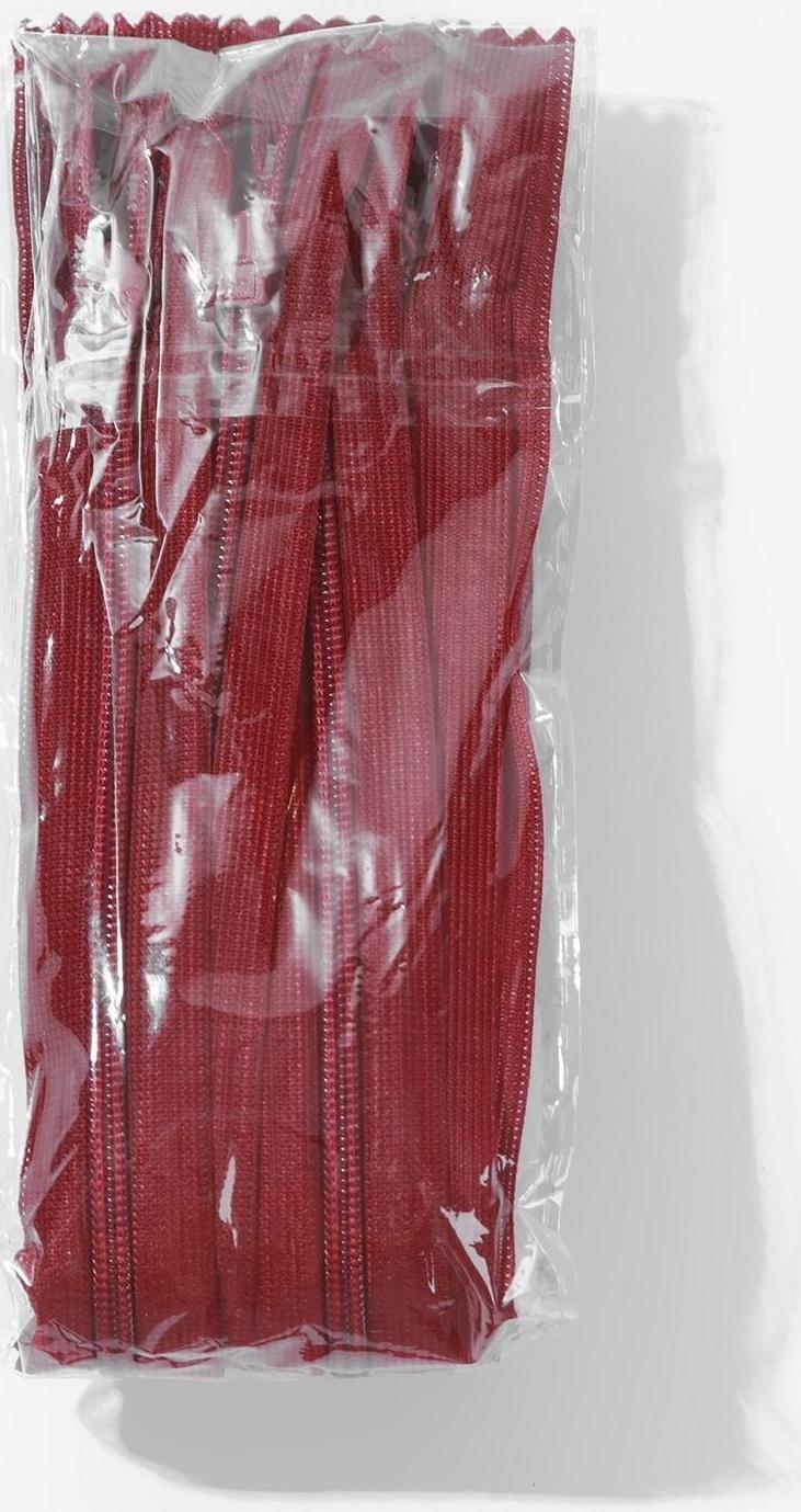 Молния потайная, №3, неразъёмная, замок автомат, 30 см, цвет бордовый