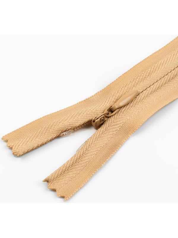 Молния потайная, №3, неразъёмная, замок автомат, 30 см, цвет бежевый