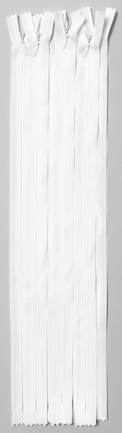 Молния потайная, №3, неразъёмная, замок автомат, 40 см, цвет белый