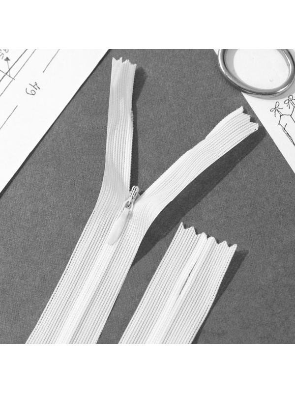 Молния потайная, №3, неразъёмная, замок автомат, 40 см, цвет белый