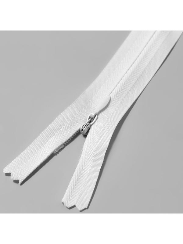 Молния потайная, №3, неразъёмная, замок автомат, 40 см, цвет белый