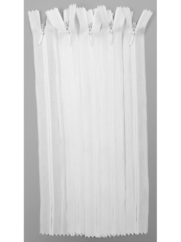 Молния потайная, №3, неразъёмная, замок автомат, 50 см, цвет белый