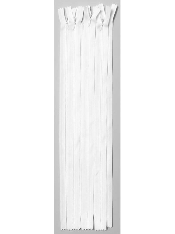 Молния потайная, №3, неразъёмная, замок автомат, 50 см, цвет белый