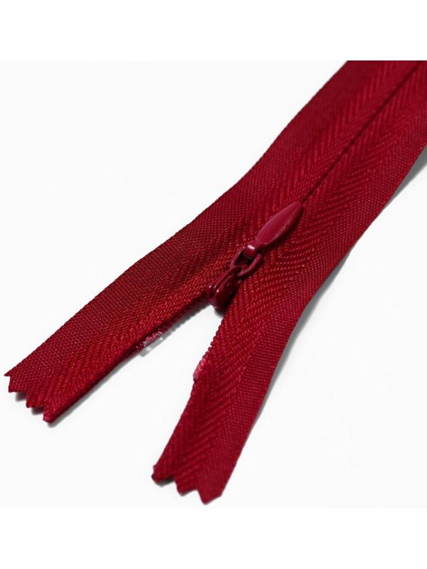 Молния потайная, №3, неразъёмная, замок автомат, 50 см, цвет бордовый