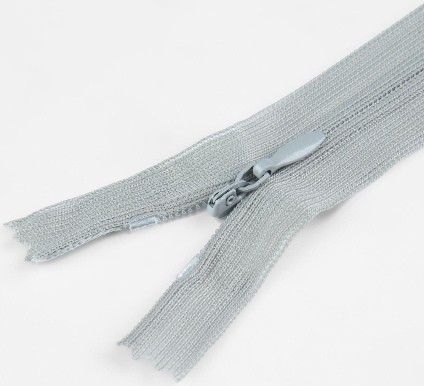Молния потайная, №3, неразъёмная, замок автомат, 50 см, цвет серый