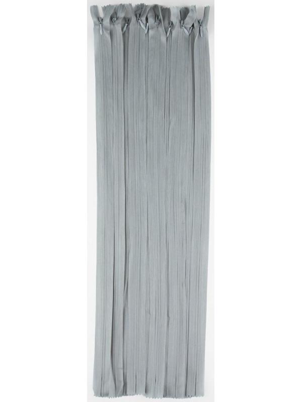 Молния потайная, №3, неразъёмная, замок автомат, 50 см, цвет серый