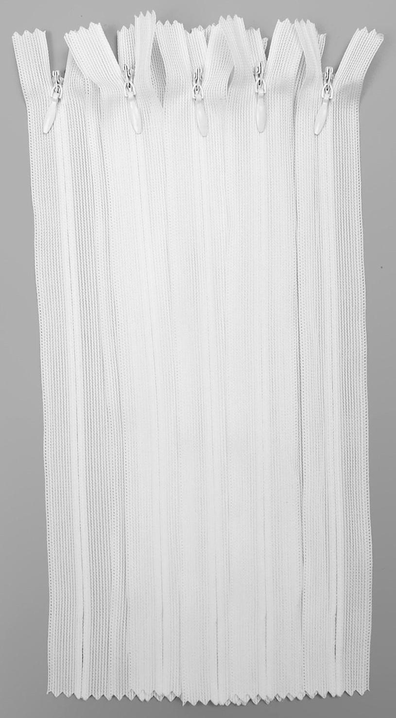 Молния потайная, №3, неразъёмная, замок автомат, 60 см, цвет белый