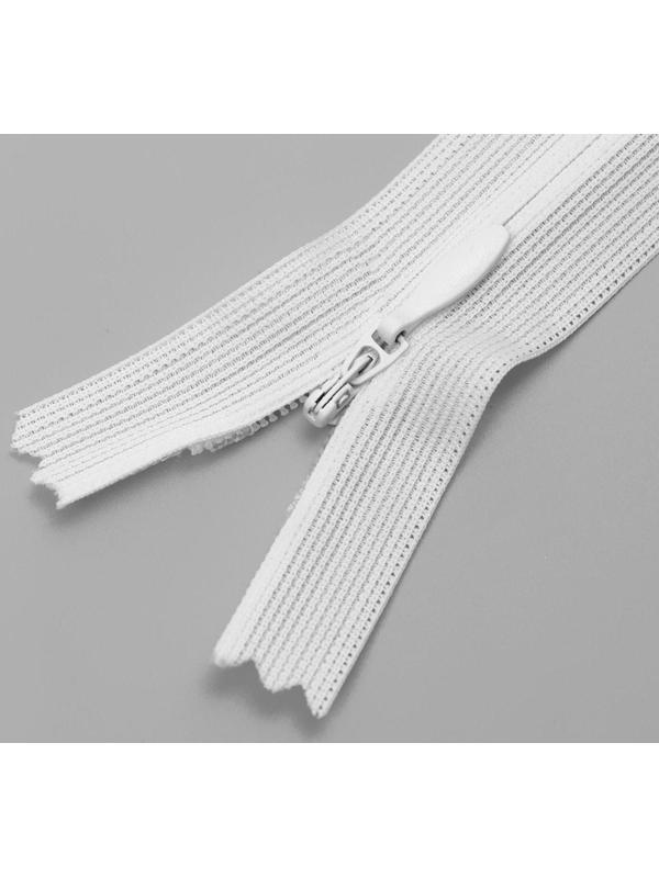 Молния потайная, №3, неразъёмная, замок автомат, 60 см, цвет белый