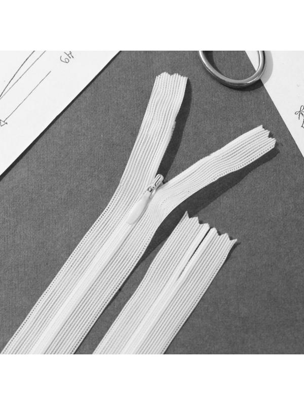 Молния потайная, №3, неразъёмная, замок автомат, 60 см, цвет белый