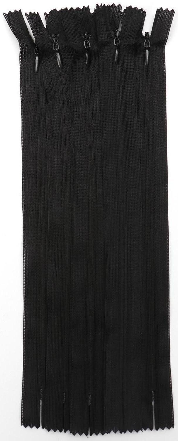 Молния потайная, №3, неразъёмная, замок автомат, 60 см, цвет чёрный