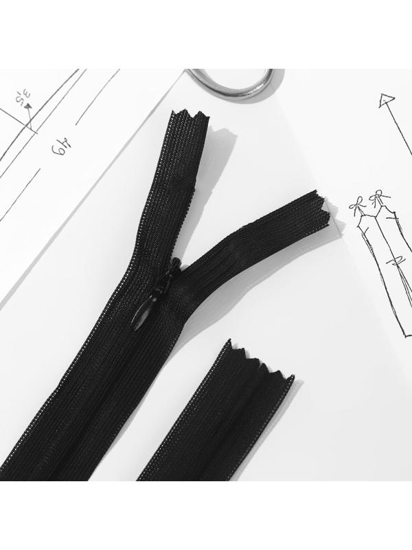 Молния потайная, №3, неразъёмная, замок автомат, 60 см, цвет чёрный