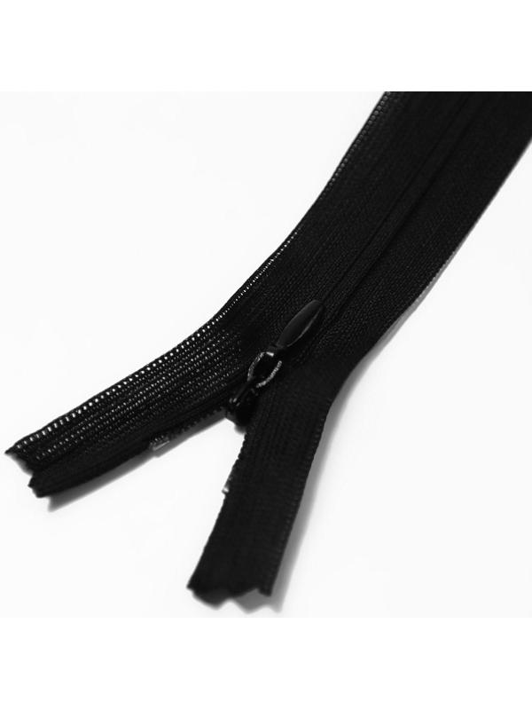 Молния потайная, №3, неразъёмная, замок автомат, 60 см, цвет чёрный