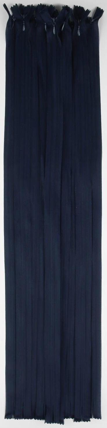 Молния потайная, №3, неразъёмная, замок автомат, 60 см, цвет тёмно-синий