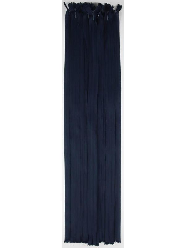 Молния потайная, №3, неразъёмная, замок автомат, 60 см, цвет тёмно-синий