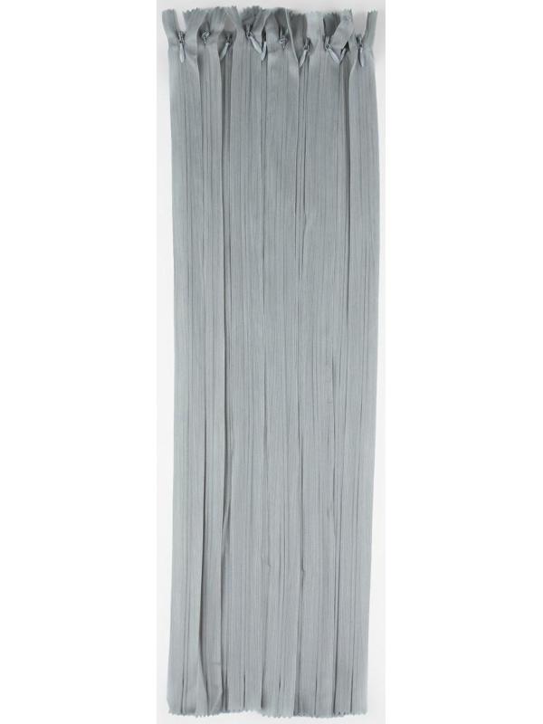 Молния потайная, №3, неразъёмная, замок автомат, 60 см, цвет серый