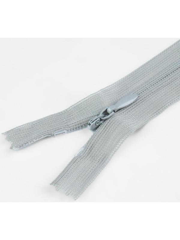 Молния потайная, №3, неразъёмная, замок автомат, 60 см, цвет серый