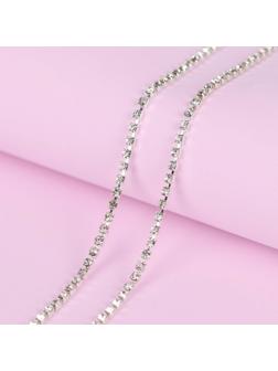 Цепь со стразами, 2,2 мм, 9 ± 1 м, цвет серебряный