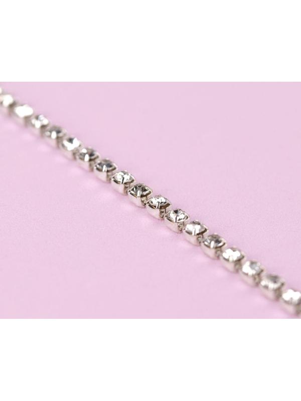 Цепь со стразами, 2,2 мм, 9 ± 1 м, цвет серебряный