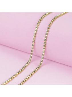 Цепь со стразами, 2 мм, 9 ± 1 м, цвет золотой