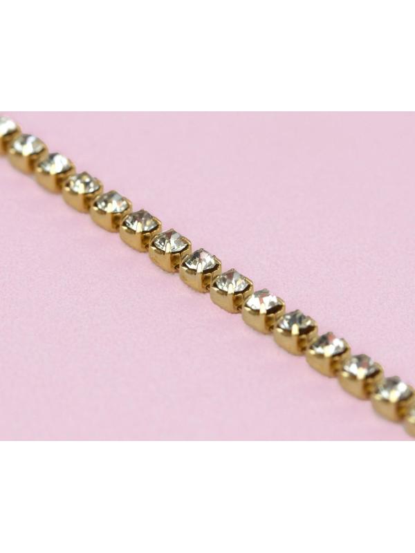 Цепь со стразами, 2 мм, 9 ± 1 м, цвет золотой