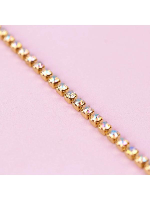 Цепь со стразами, с голографией, 2 мм, 9 ± 1 м, цвет золотой