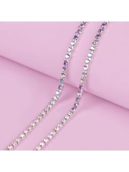 Цепь со стразами, с голографией, 2,5 мм, 9 ± 1 м, цвет серебряный