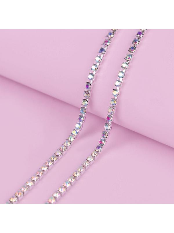 Цепь со стразами, с голографией, 2,5 мм, 9 ± 1 м, цвет серебряный