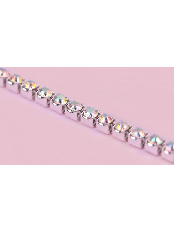 Цепь со стразами, с голографией, 2,5 мм, 9 ± 1 м, цвет серебряный