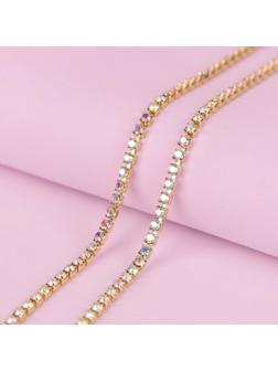 Цепь со стразами, с голографией, 2,5 мм, 9 ± 1 м, цвет золотой