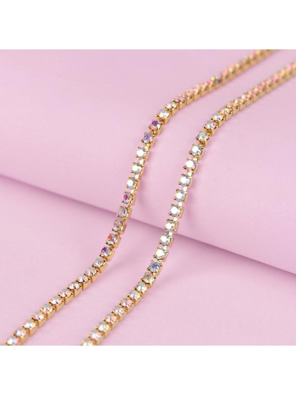 Цепь со стразами, с голографией, 2,5 мм, 9 ± 1 м, цвет золотой