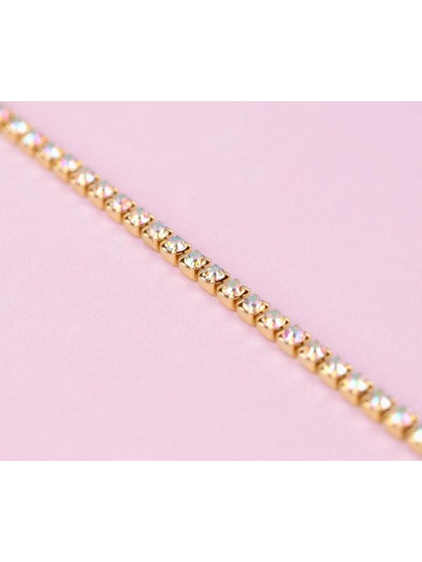 Цепь со стразами, с голографией, 2,5 мм, 9 ± 1 м, цвет золотой