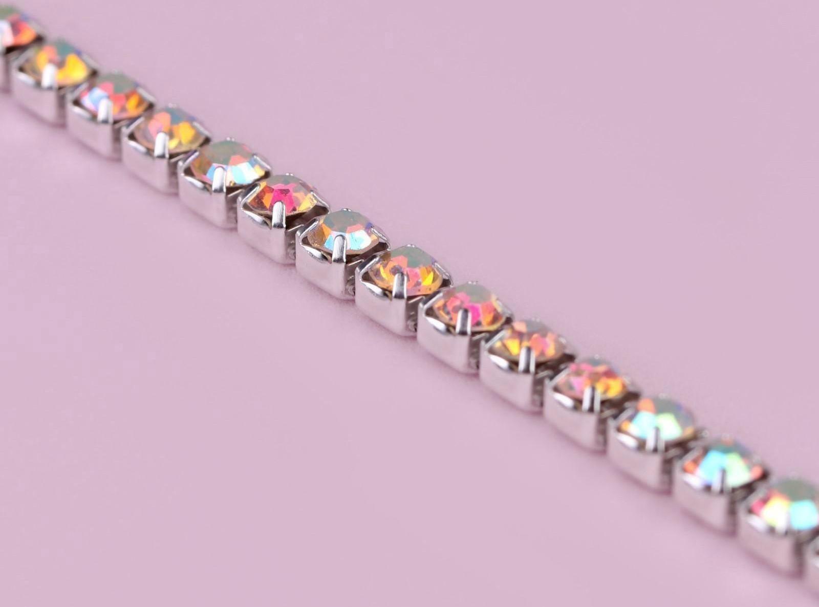 Цепь со стразами, с голографией, 3,5 мм, 9 ± 1 м, цвет серебряный