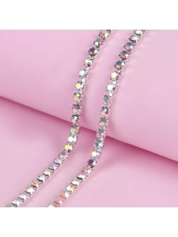 Цепь со стразами, с голографией, 3,5 мм, 9 ± 1 м, цвет серебряный