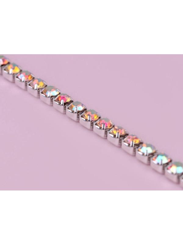 Цепь со стразами, с голографией, 3,5 мм, 9 ± 1 м, цвет серебряный