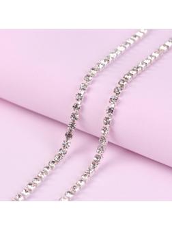 Цепь со стразами, 3,5 мм, 9 ± 1 м, цвет серебряный