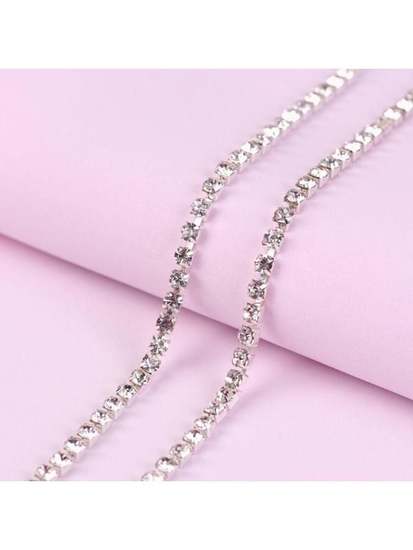 Цепь со стразами, 3,5 мм, 9 ± 1 м, цвет серебряный